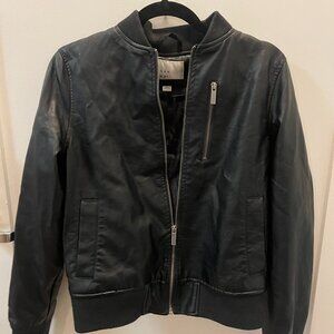 Faux Leather Bomber Jacket